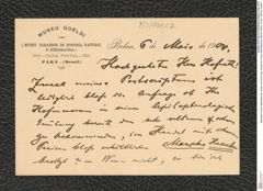 Nachlass Franz Steindachner, Karte von Emil Aug. Goeldi an Franz Steindachner (06.05.1904), Inv.Nr. 168.02, Seite 1